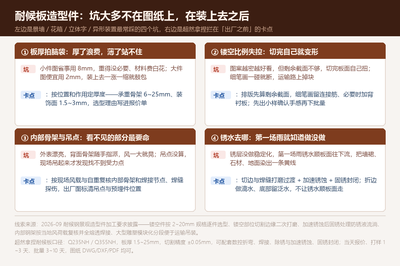 耐候板造型件的四个坑与我们的卡点:板厚选型、镂空截面、内部骨架与吊点、锈水去向
