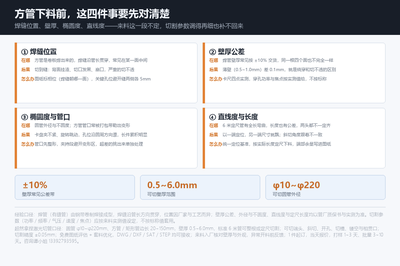 下料前要跟管厂对清楚的四件事:焊缝位置、壁厚公差、椭圆度与管口变形、直线度与长度公差——每一条都直接对应一种切口缺陷